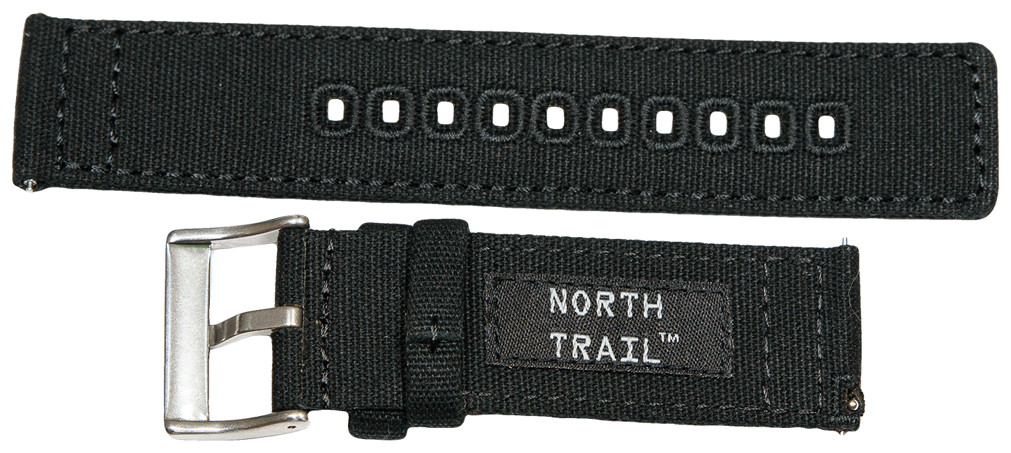 North Trail Black Canvas Watch Strap