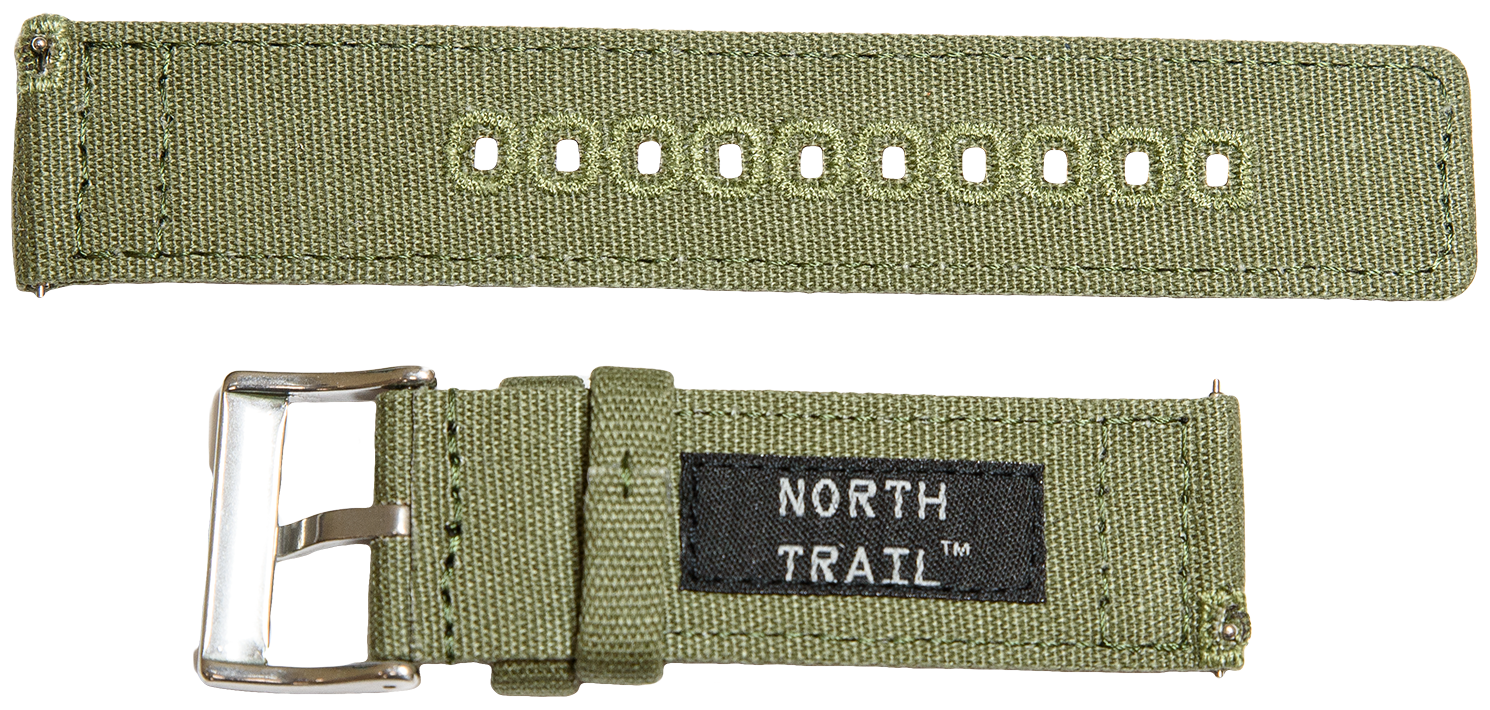 North Trail Green Canvas Watch Strap