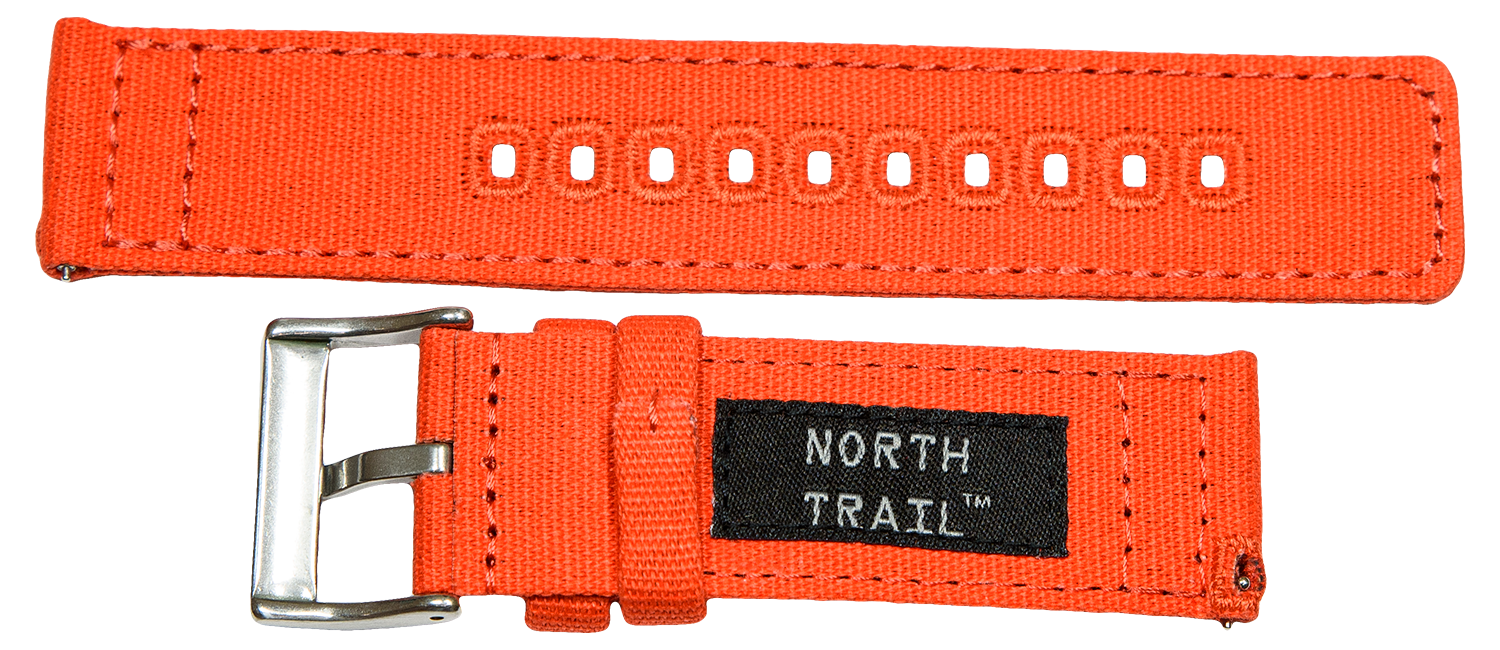 North Trail Orange Canvas Watch Strap